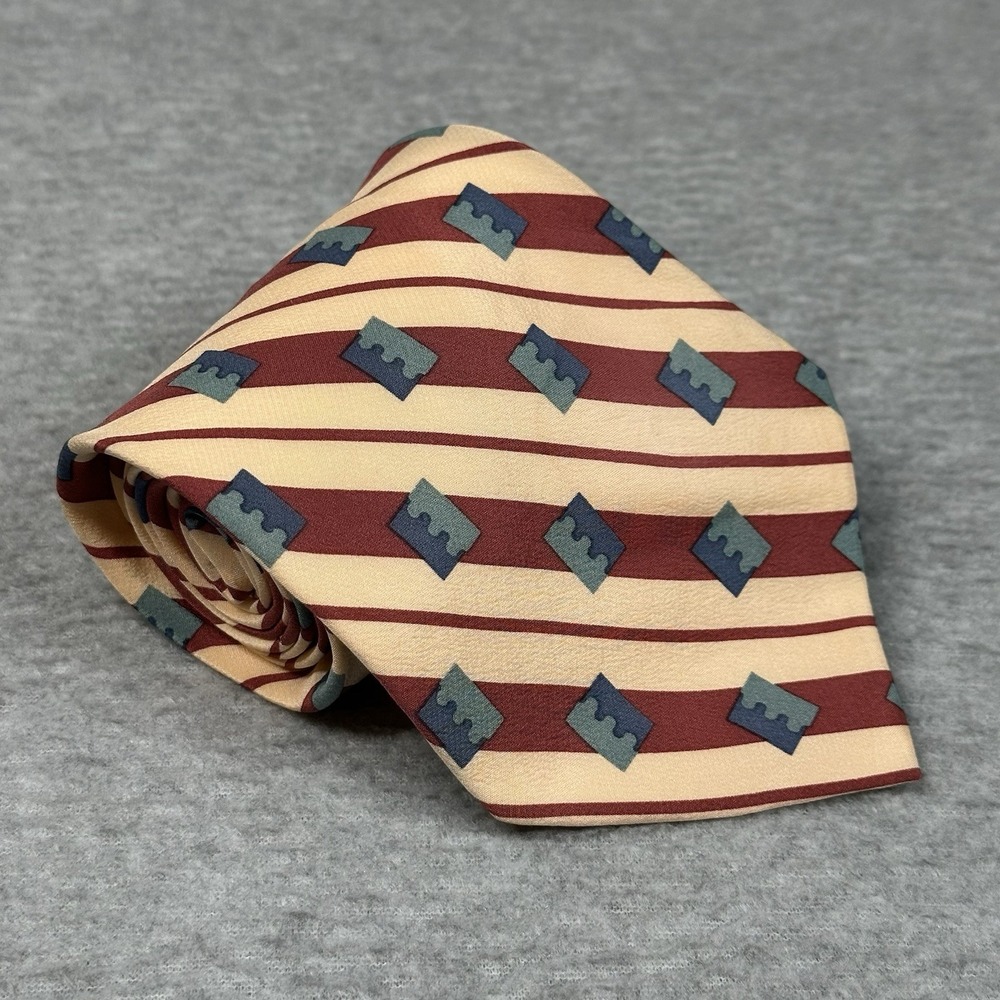 Vintage‎ 1997 Acme Studios Silk Necktie Razor Blade Pattern Made in Korea